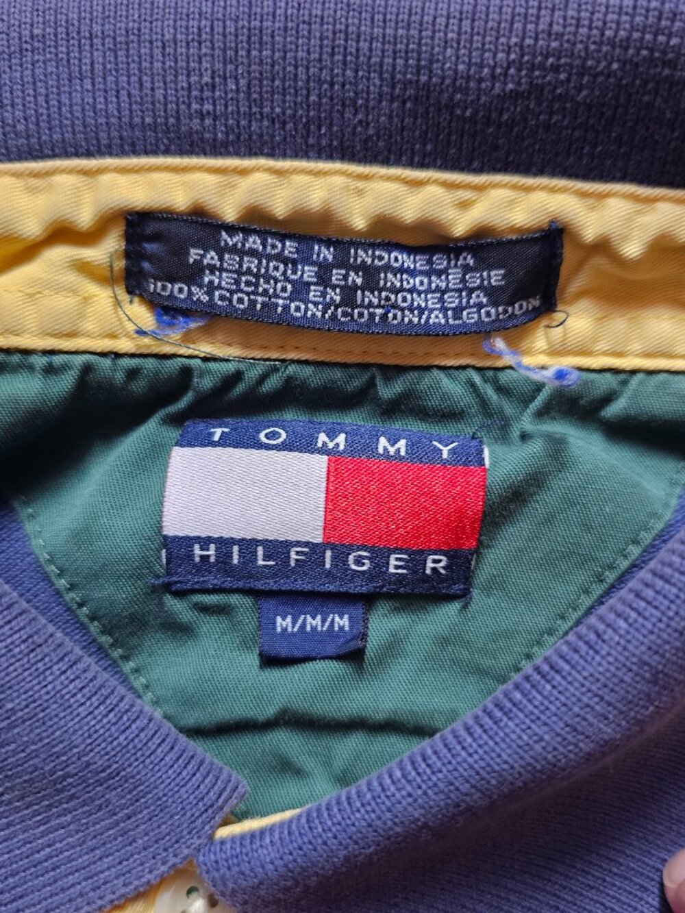 Vintage 90s Tommy Hilfiger Men´s Medium Colorblock Polo Shirt Crest Logo - Picture 5 of 7